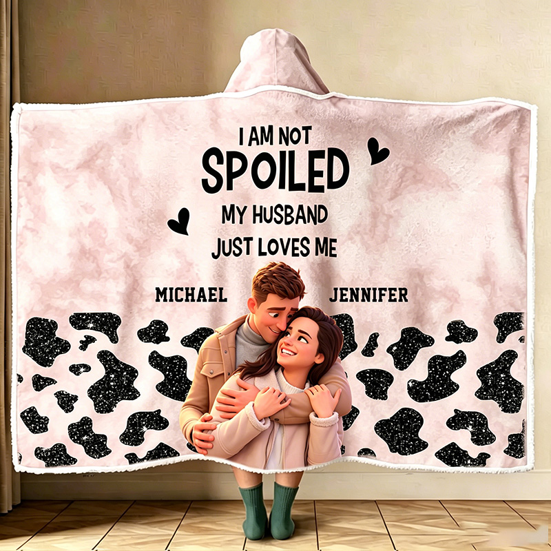 Personalized Couple Just Loves Me - Personalized Custom Hooded Blanket