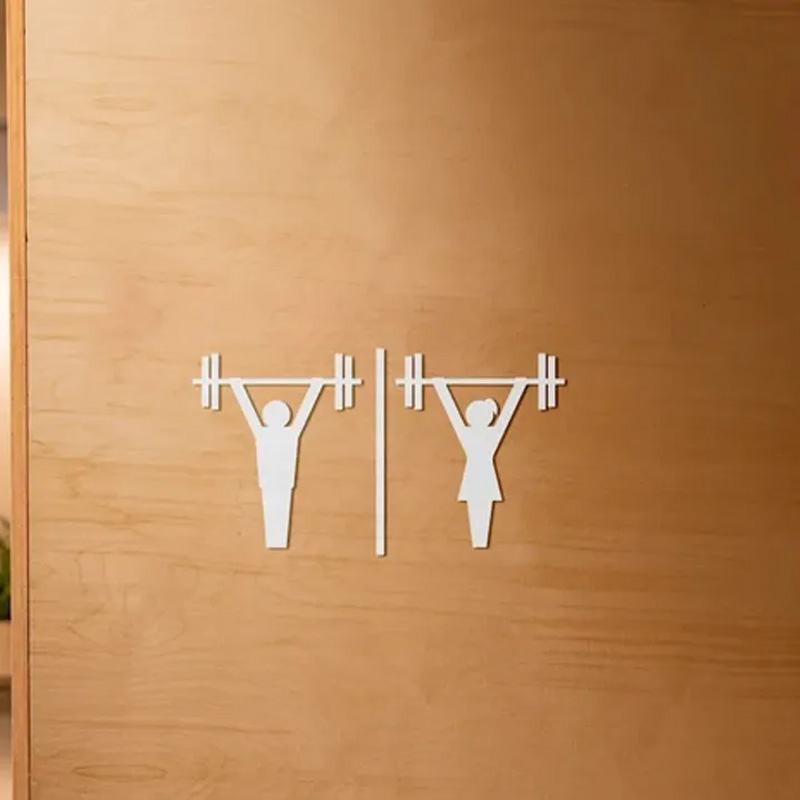 Personalized Metal Gym Sign Male and Female Gym Bathroom Sign Weightlifting Gift for Gym Lovers