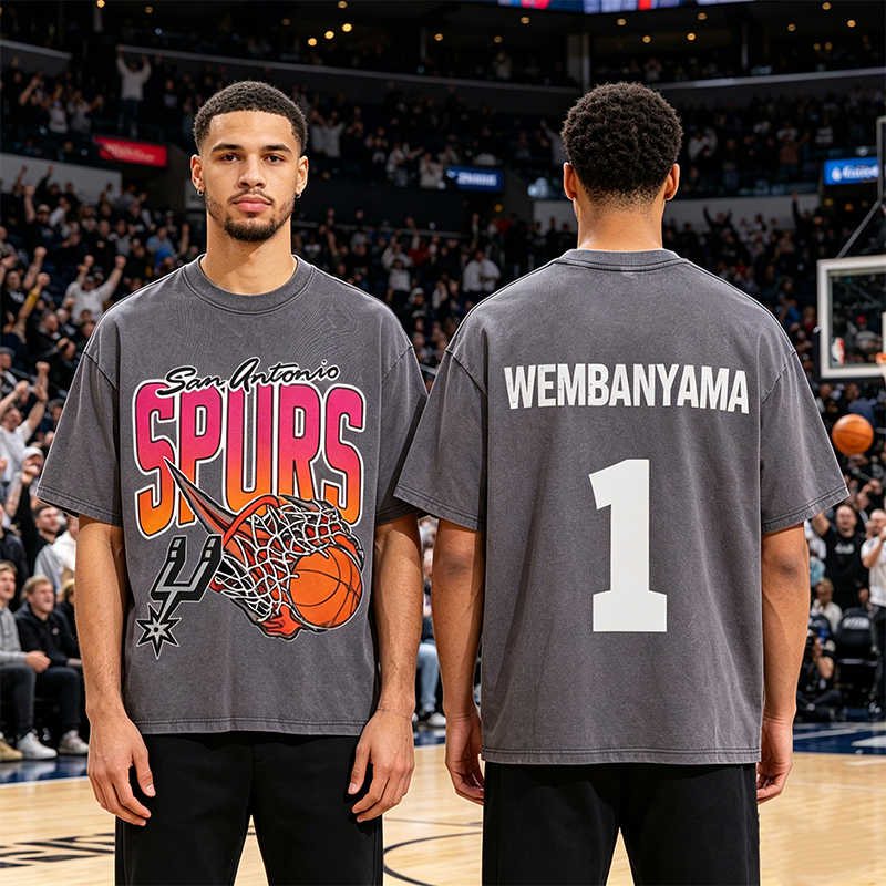 Personalized Basketball Washed T-Shirt San Antonio Spurs On Fire Custom Name and Number Gift for Fans