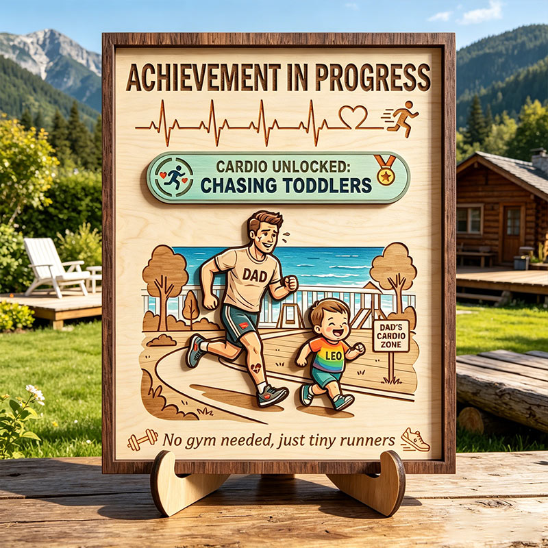 Personalized Father's Day Sign Custom Achievement in Progress Wooden Plaque with Kids Dad Gifts Birthday Day Gift For Him