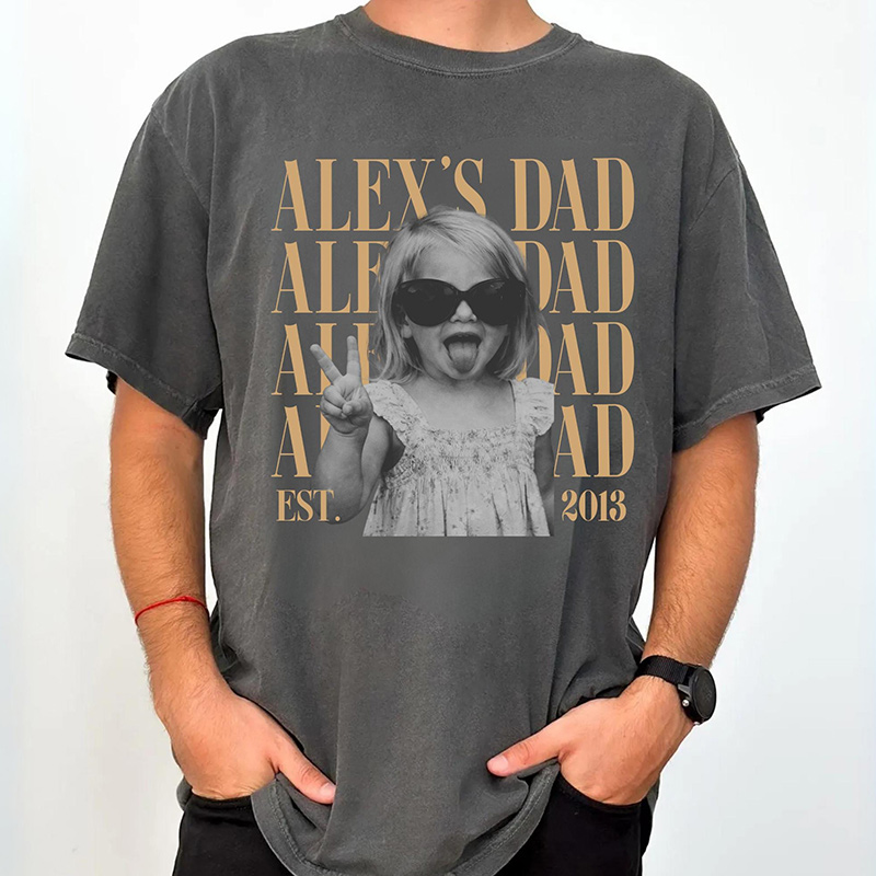 Personalized Dad Vintage Photo Shirt Custom Fathers Day Shirt with Kids Photo Funny Dad Shirt Best Dad Ever Shirt New Dad Gift