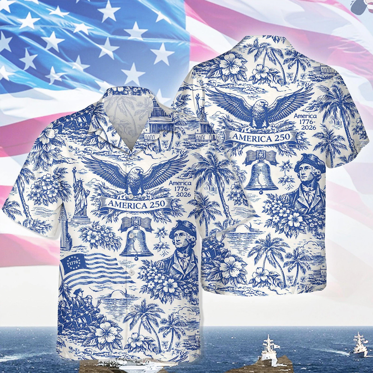 America 250 Hawaiian Shirt Shorts Set 1776–2026 Vintage Patriotic Shirt 250 Years of America Celebration