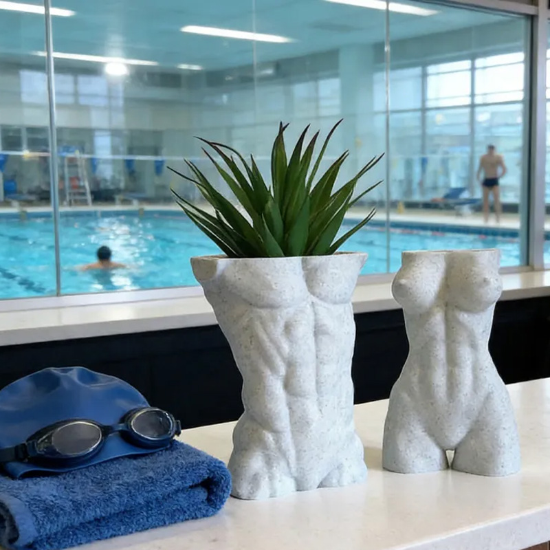 Personalized Fitness Male Female Couple Torso Planter 5 Modern Body Pot Air Plant Holder Home Decor Athlete Gift for Coach Trainer Gym Lover