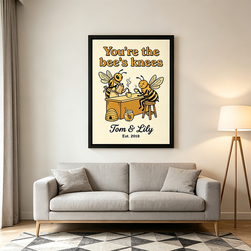 Personalized You're The Bee's Knees Couple Bee Wall Art Couple Canvas Bee Print Poster Romantic Love You Longer Wall Decor Anniversary  Gift Couple Bee Home Decor