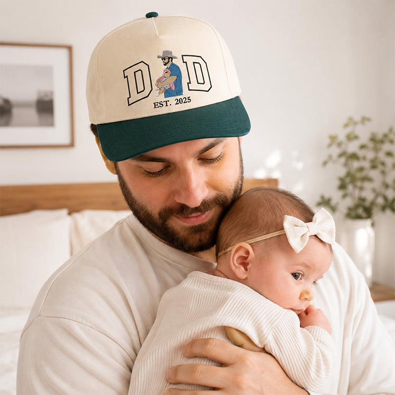 Personalized Portrait Embroidered Dad Hat Father's Day Gift For Dad Custom Dad Photo Hat Gift For Him Dad Est Embroidery Hat