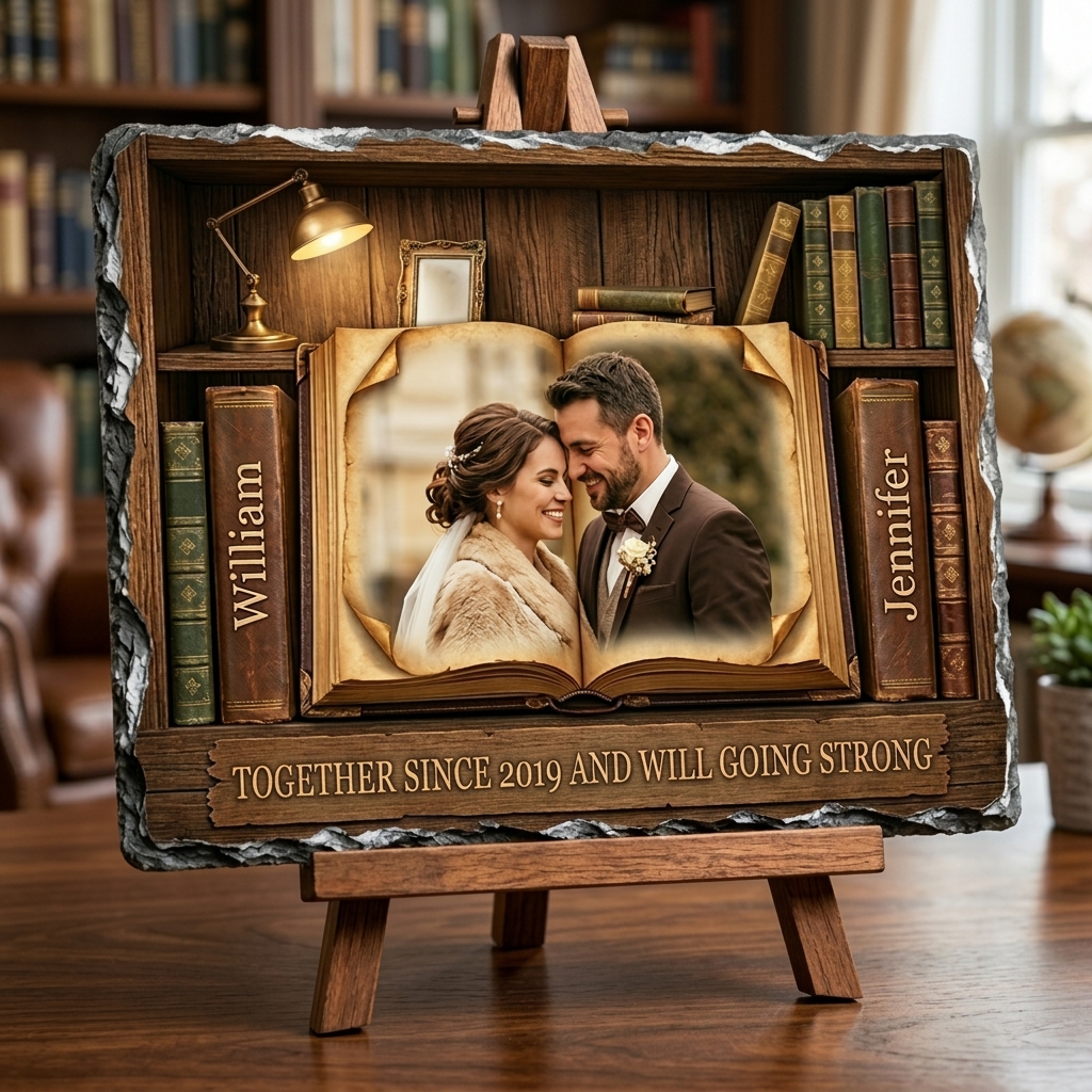 Personalized Couple Photo Shaped Stone with Stand Together Since xxx Couple Keepsake Anniversary Gift for Couple Newlyweds Gift