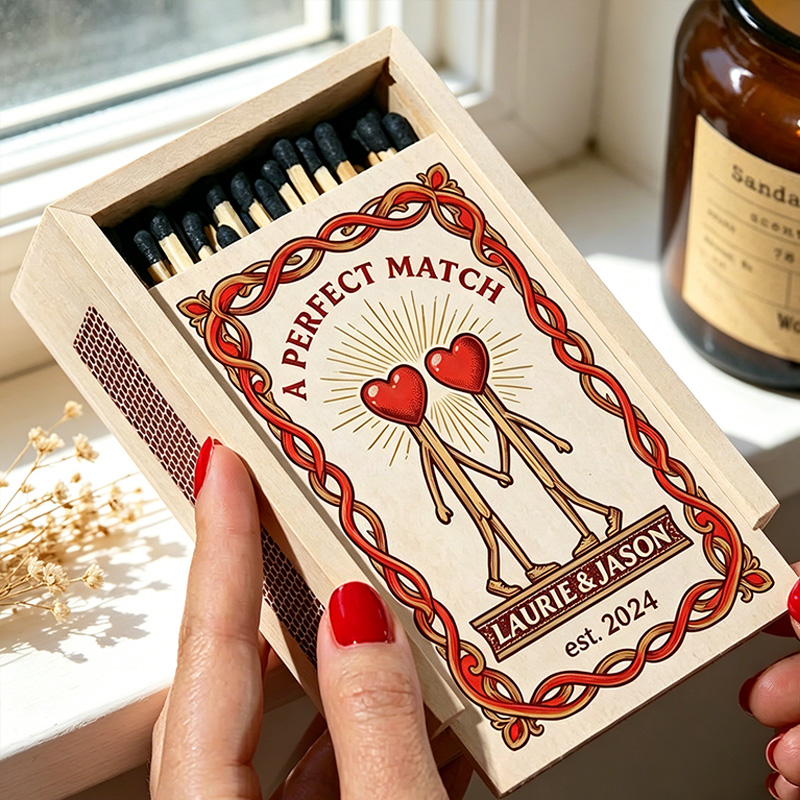 Personalized Couple Matchbox Custom Date Night Matchbox Christmas Dinner Matchbox without Match Wedding Gift for Couple Anniversary Gift Matchbox 
