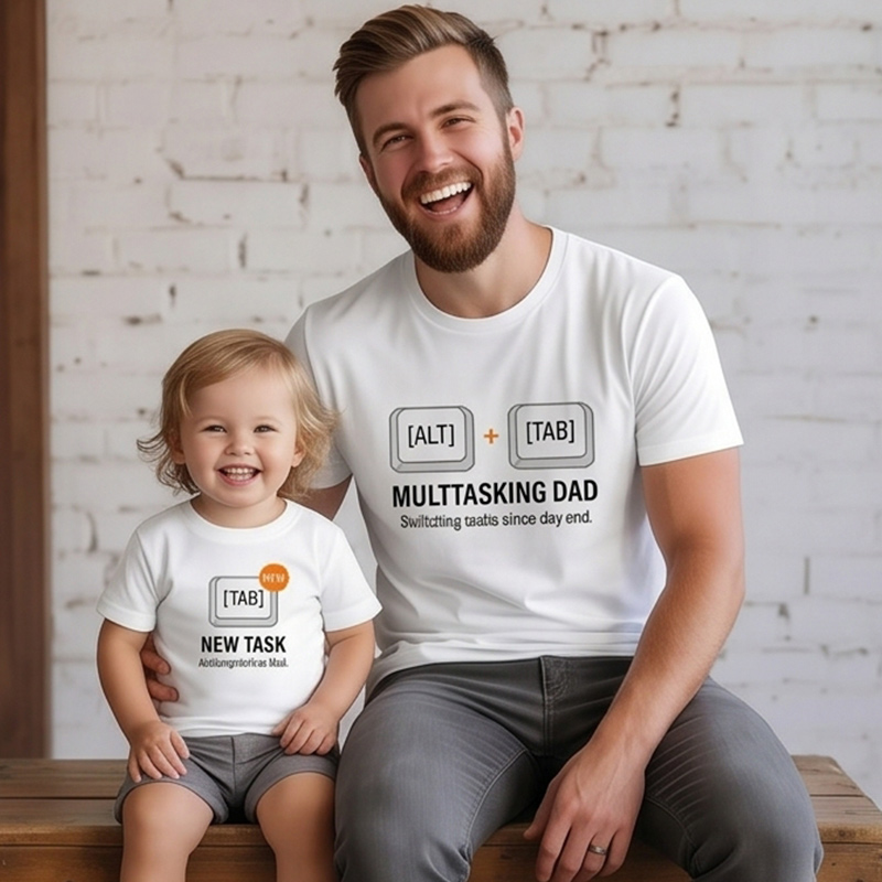 Personalized Alt Tab and New Tab Tshirt Father Son Matching Tee Dad and Baby Shirt Father Daughter Matching Tee Gift For Dad