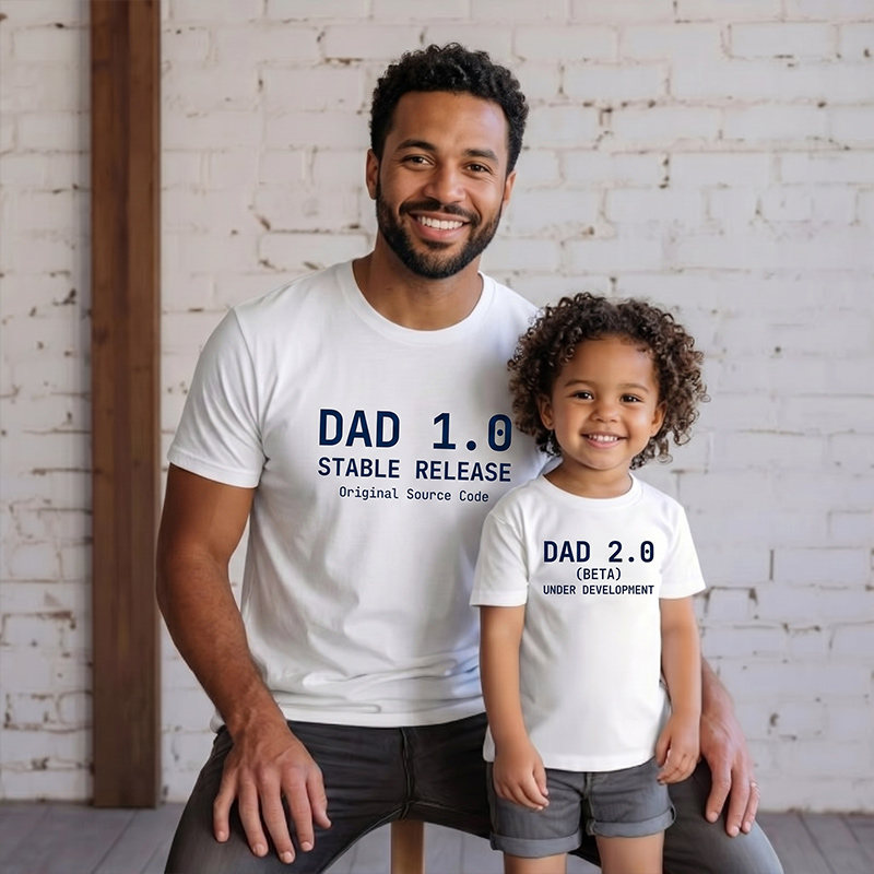 Personalized Dad 1.0 and Dad 2.0 Tshirt Father Son Matching Tee Dad and Baby Shirt Father Daughter Matching Tee Gift For Dad