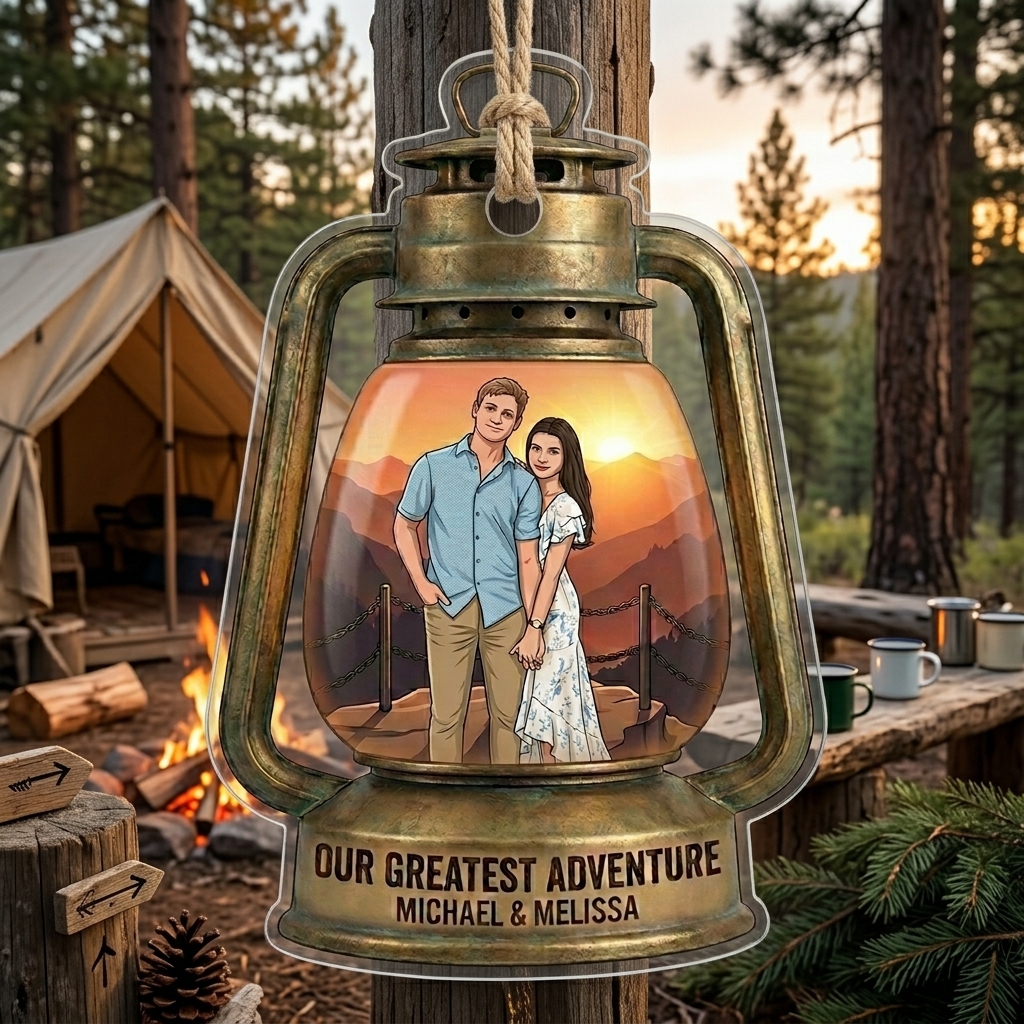 Personalized Camping Lamp Design Couple Camping Sign with Names Acrylic Camping Sign Over Print Camping Couple Gift Idea