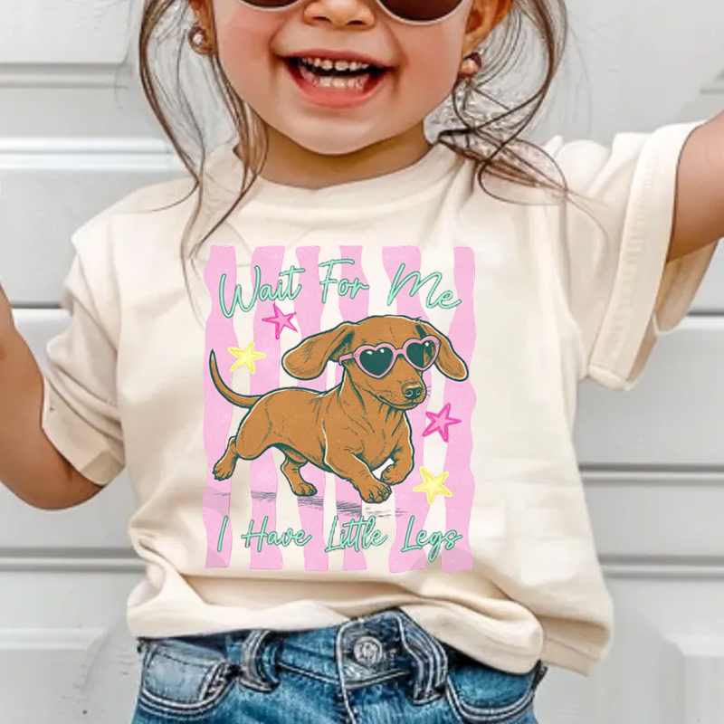 Wait For Me I Have Little Legs Dachshund Kids T‑Shirt  Funny Dog Tee Kids Shirts