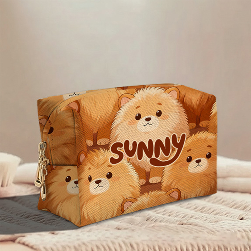 Personalized Cute Lion Animal Toiletry Bag Custom Name for Kids Travel Gifts and Daily Use