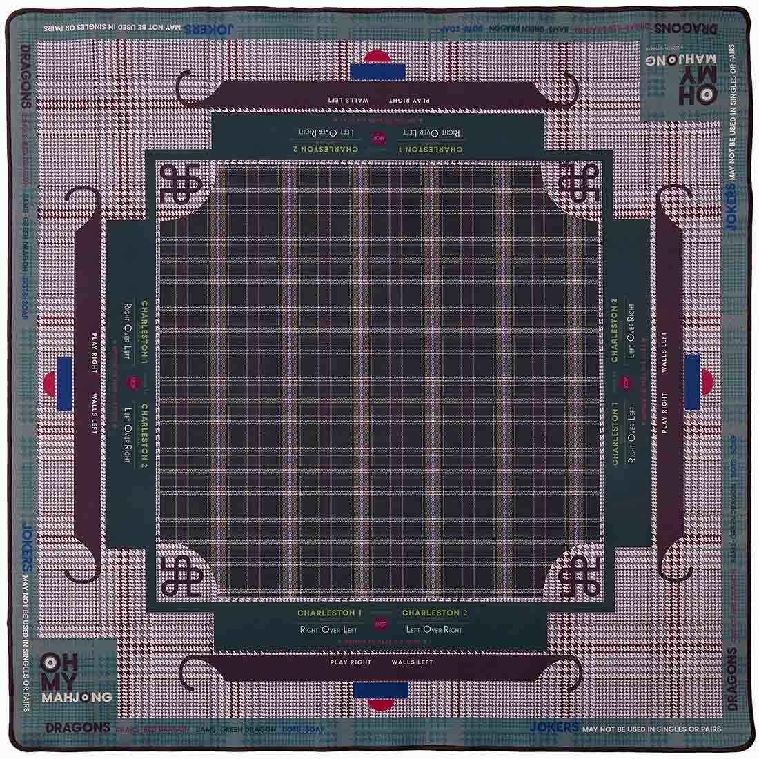 Plaids and Structured Patterns Mahjong Mat Lush Mahjong Mat Neoprene Game Surface Travel Portable Playing