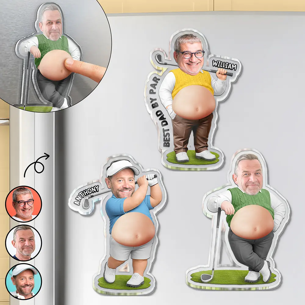Personalized Squishy Acrylic Fridge Magnet Custom Photo Best Dad Papa By Par Funny Bod Belly