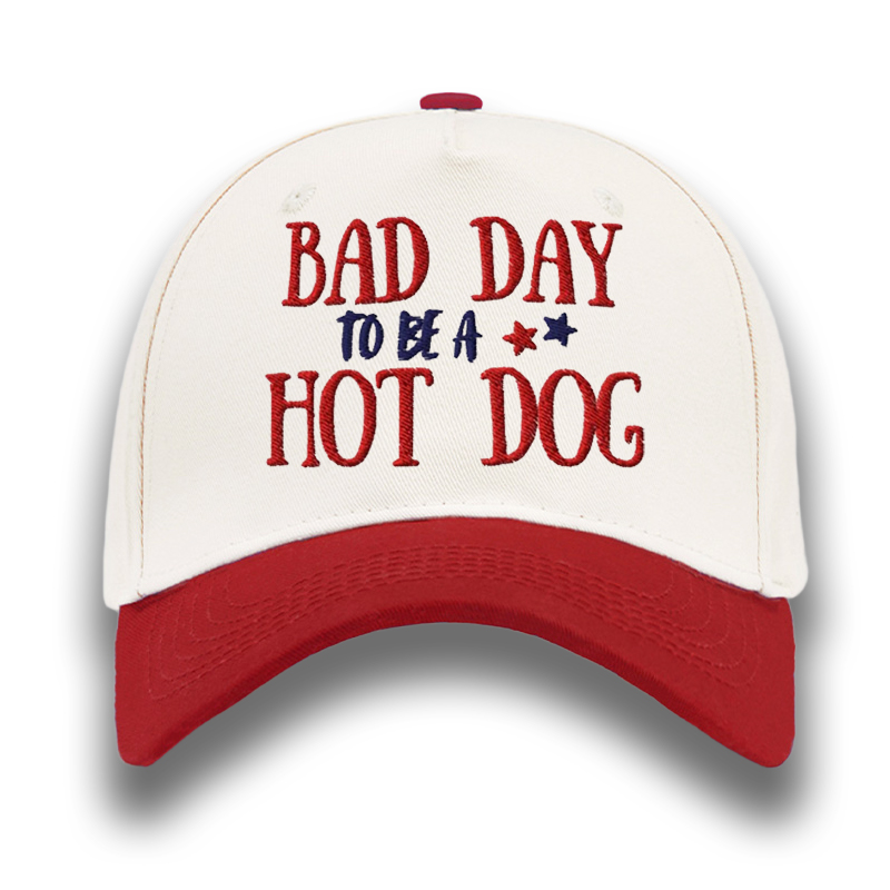 Embroidered Bad Day To Be A Hot Dog Foam Trucker Hat Funny Patriotic Snapback Cap
