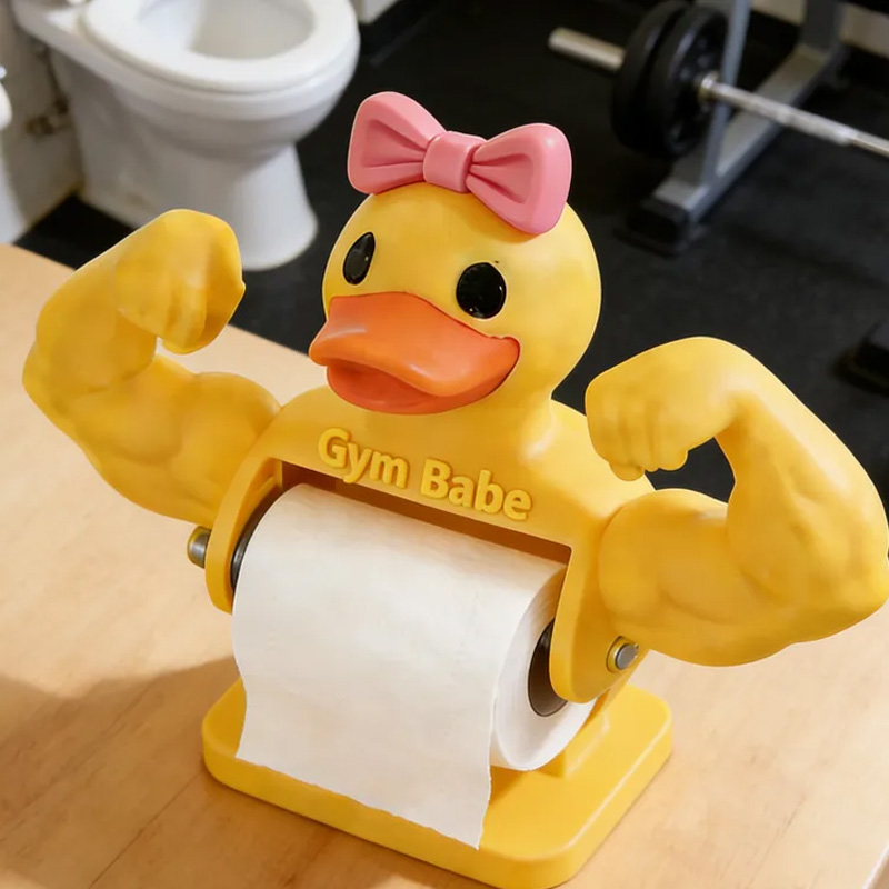 Personalized 3D Printed Funny Muscle Duck Toilet Paper Holder Weightlifter Design Funny Bathroom Decor Funny Bathroom Decor Gym Themed Fitness Inspired