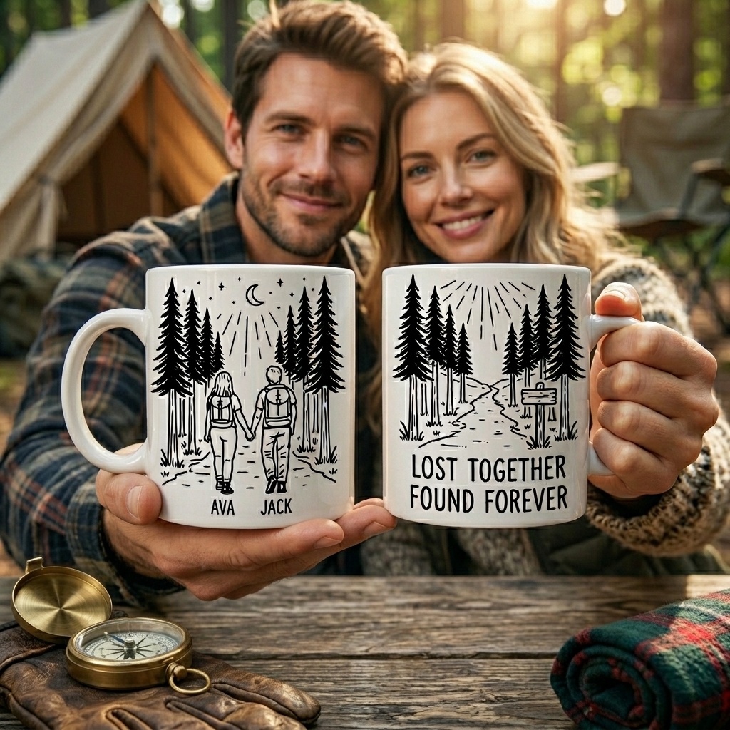 Personalized Lost Together Found Forever Couple Mug Gift Couple Anniversary Camping Gift Custom Outdoor Coffee Cup Partners for Life Newlyweds Gift Wedding Couple Gift