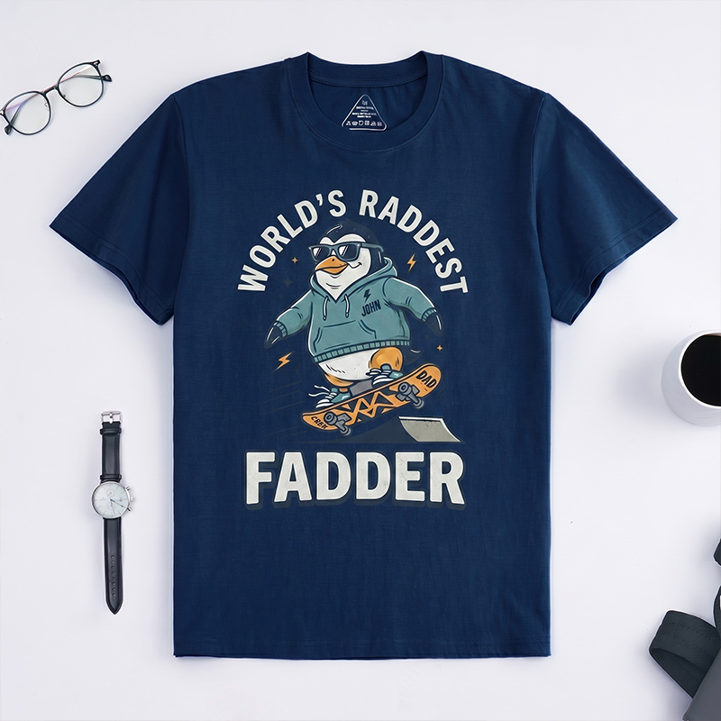 Personalized World’s Raddest Fadder Shirt Dad T-Shirt with Name Custom Birthday Father's Day Gift for Him