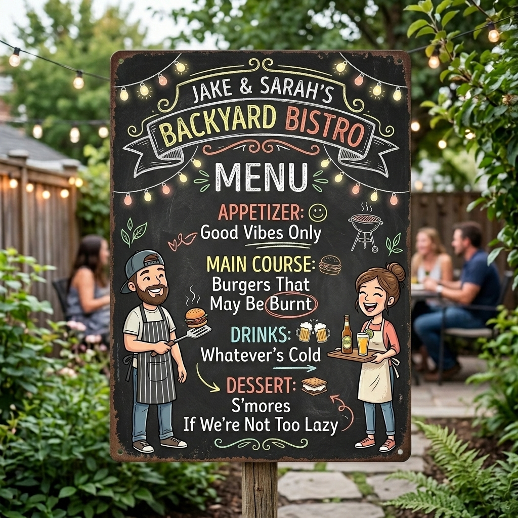 Personalized Couple Backyard Metal Classic Signs with Name