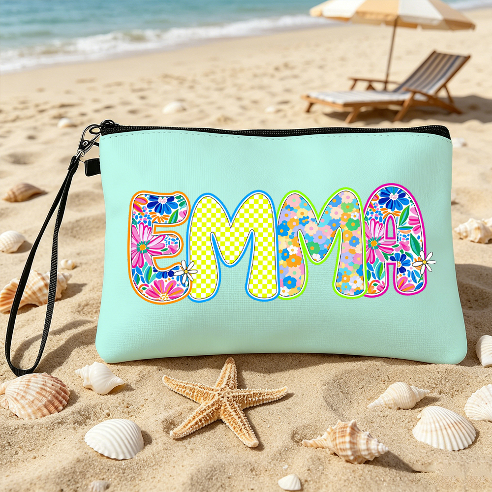 Personalized Artistic Name Makeup Bag Summer Vacation Party Gift for Women