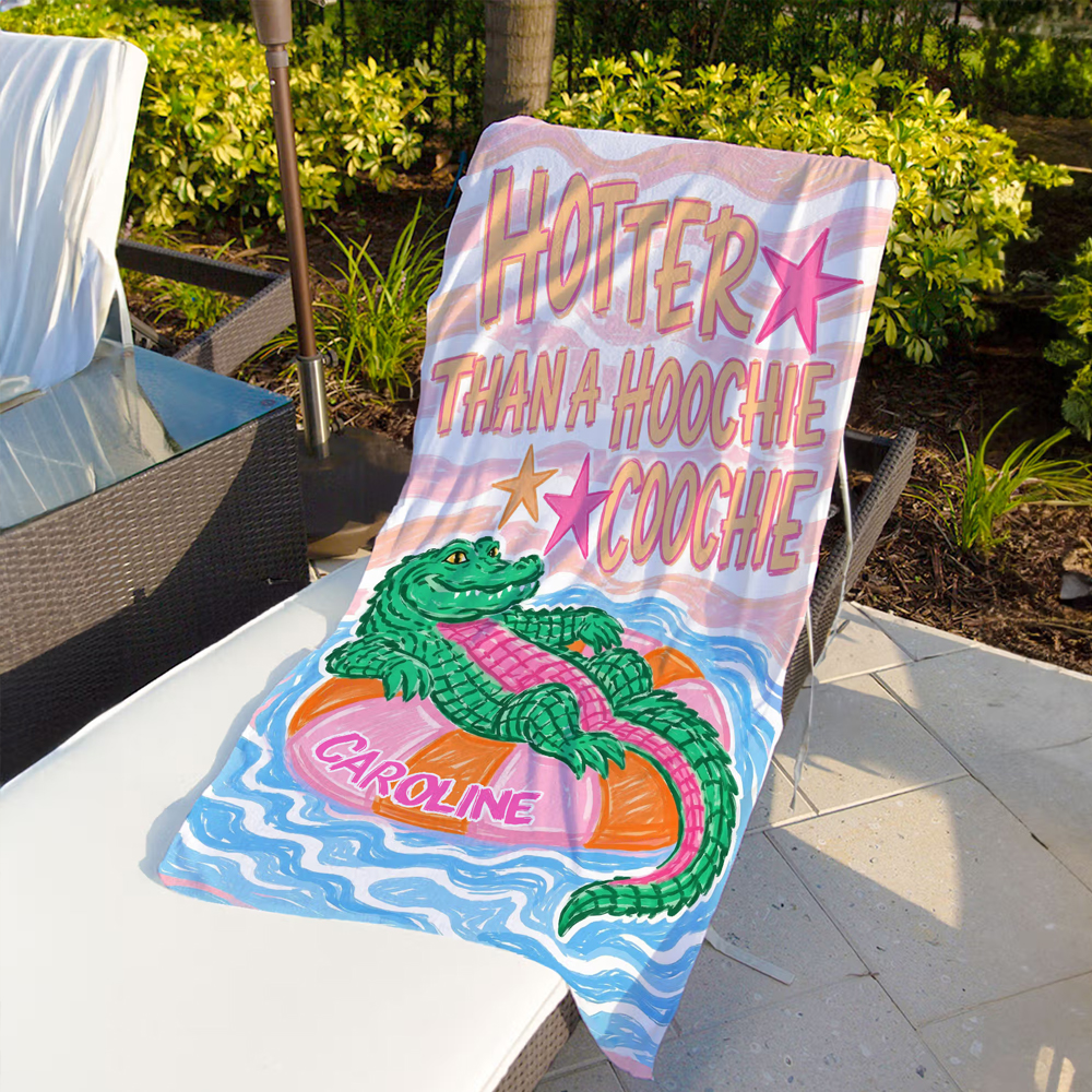 Personalized Cartoon Animals Soft Quick Dry Beach Towel with Name Summer Vacation Birthday Travel Beach Gift for Young Couples Women Besties
