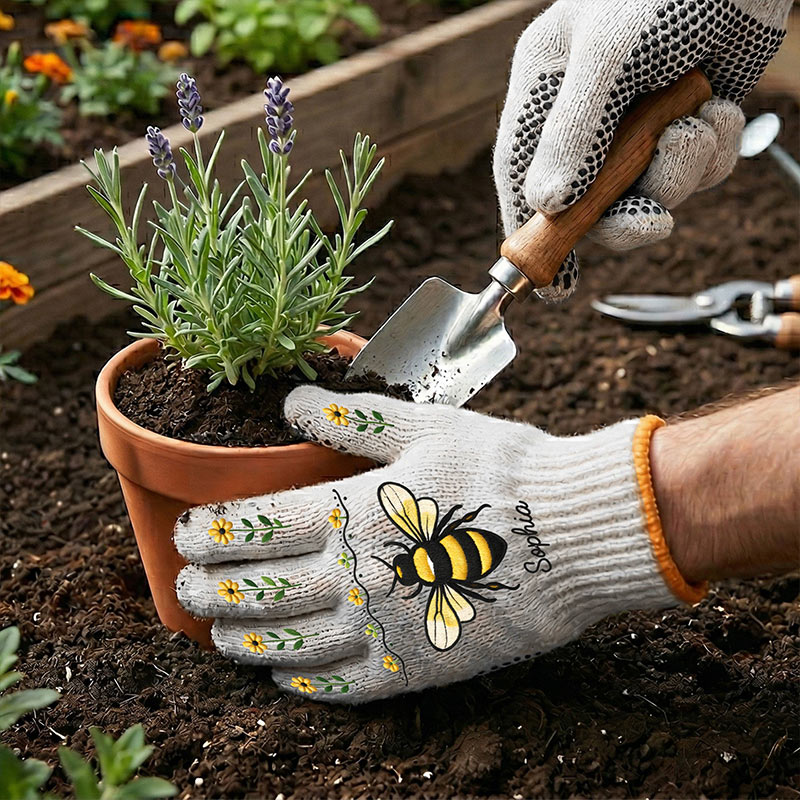 Personalized Gardening Gloves Custom Bee Butterfly Lavender Tomatoes Pattern Gloves Gardening Lover Gifts