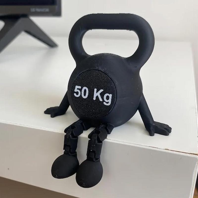 Personalized 3D Printed Kettlebell Desk Decor with Articulated Legs Fitness Gym Miniature Figurine Gift for Friends Gym Rat Gym Lovers