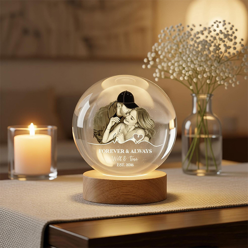 Personalized Personalized Photo Night Light Custom Picture Memorial Crystal Ball Lamp Wedding Gift Couple Anniversary Gift For Wife Girlfriend Husband
