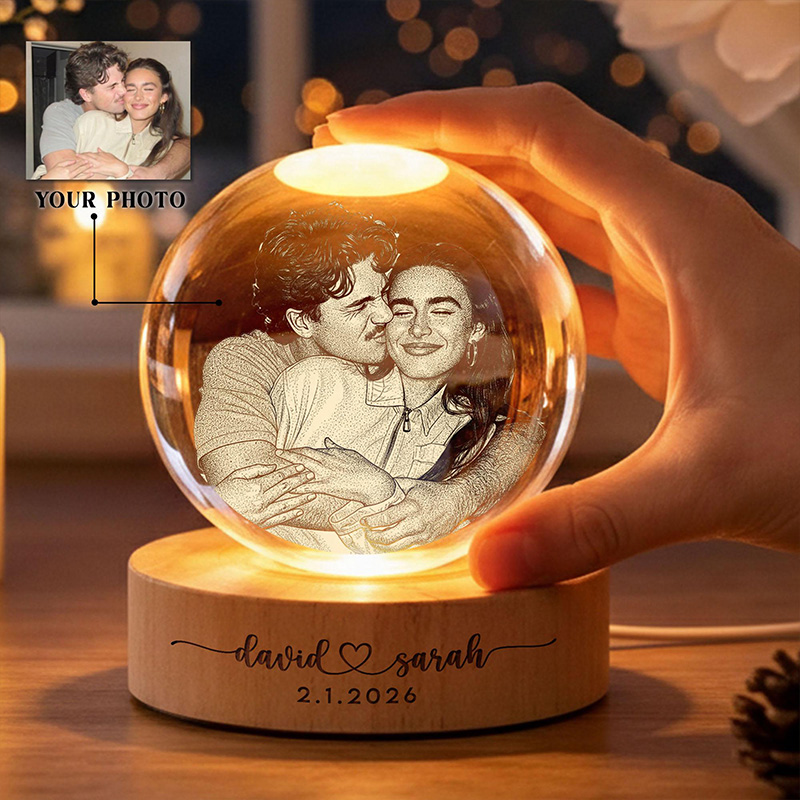 Personalized Personalized Photo Night Light Custom Picture Memorial Crystal Ball Lamp Wedding Gift Couple Anniversary Gift For Wife Girlfriend Husband