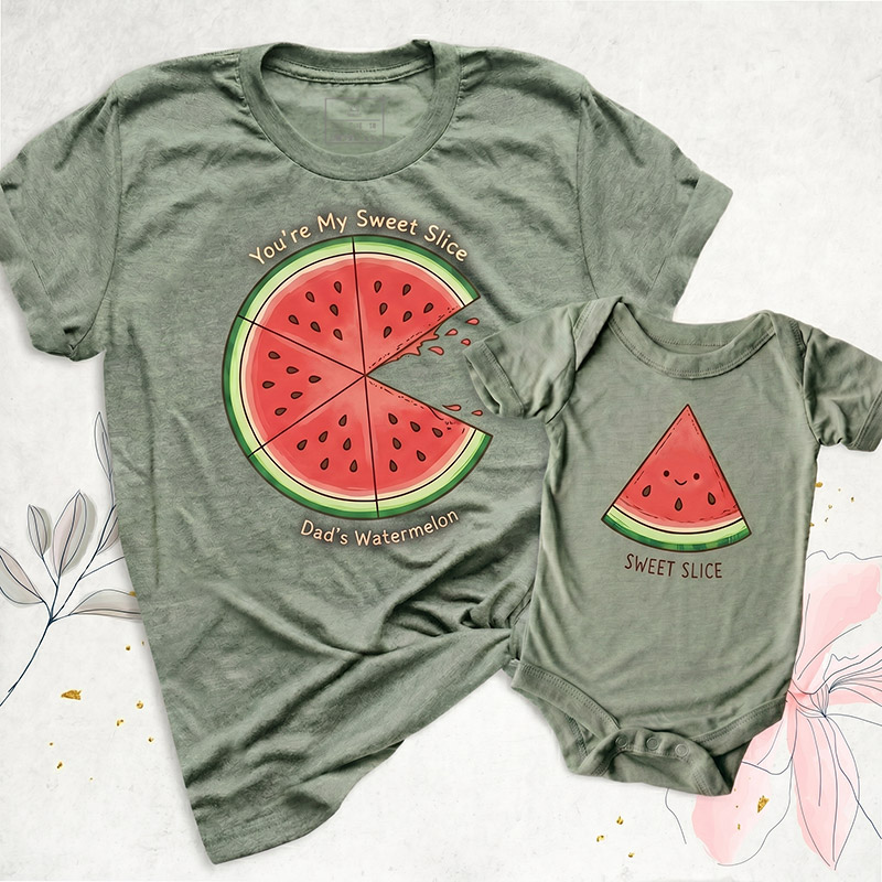 Personalized Dad's Watermelon and Sweet Slice Shirt Daddy and Me Funny Shirt Dad Baby Matching Shirts Fathers Day Dada Mini Outfit Dad Son Shirt Dad Girl Tee
