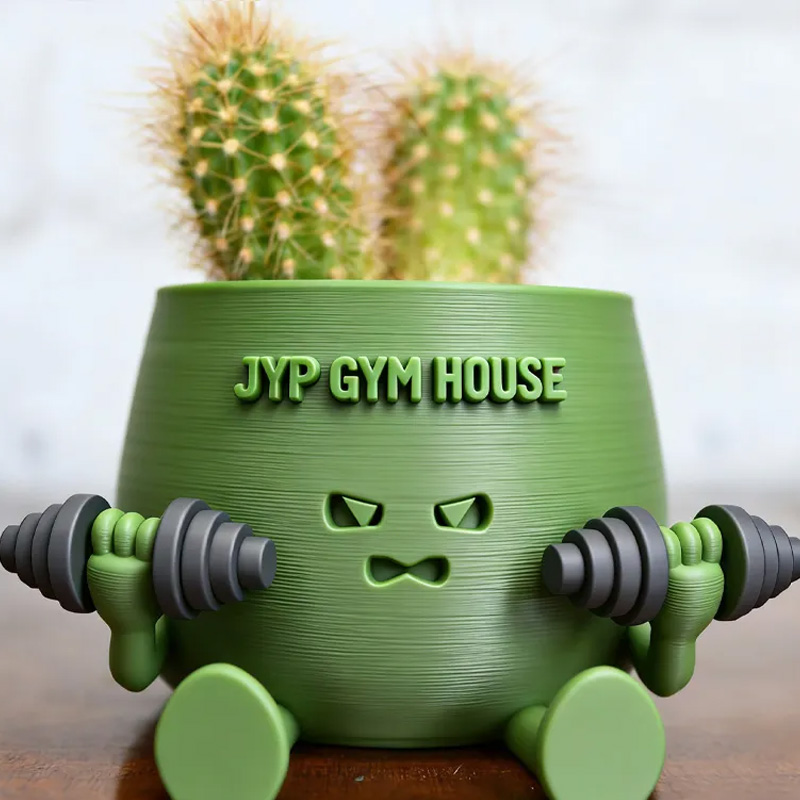 Personalized 3D Printed Official Happy Face Planter Plant Pot Weightlifter Strength Trainer Airplant Succulent Holder Gift for Friends Gym Rat Gym Lovers