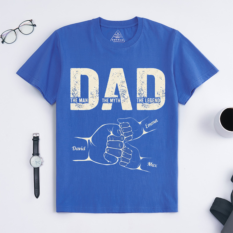 Personalized Dad Shirt The Man The Myth The Legend Dad Custom Dad T Shirt with 1-9 Kids Names Birthday Gift