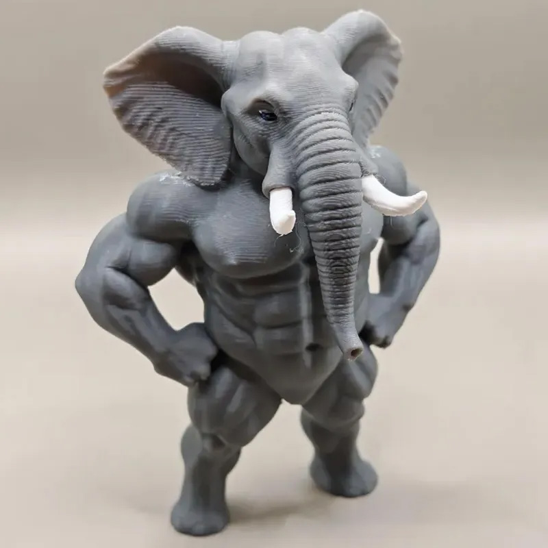 Personalized 3D Printed Hench Elephant Muscular Gym Gift Desk Mascot Weightlifter Strength Trainer Desk Decor Gift for Friends Gym Rat Gym Lovers