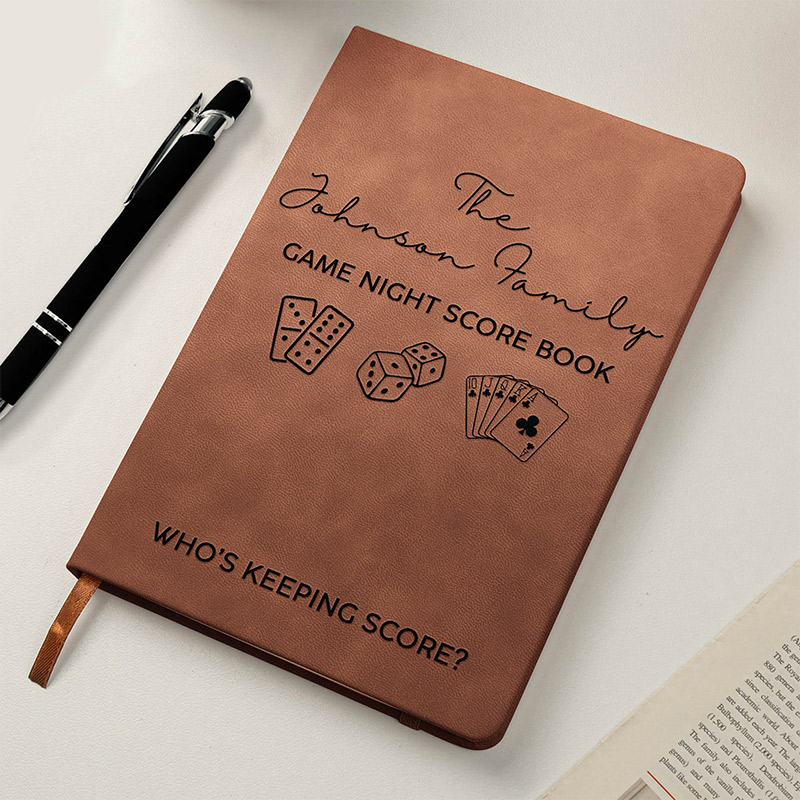 Personalized Game Night Score Book For Family Grandparents Board Game Lover  Custom Leather Journal with Family Name
