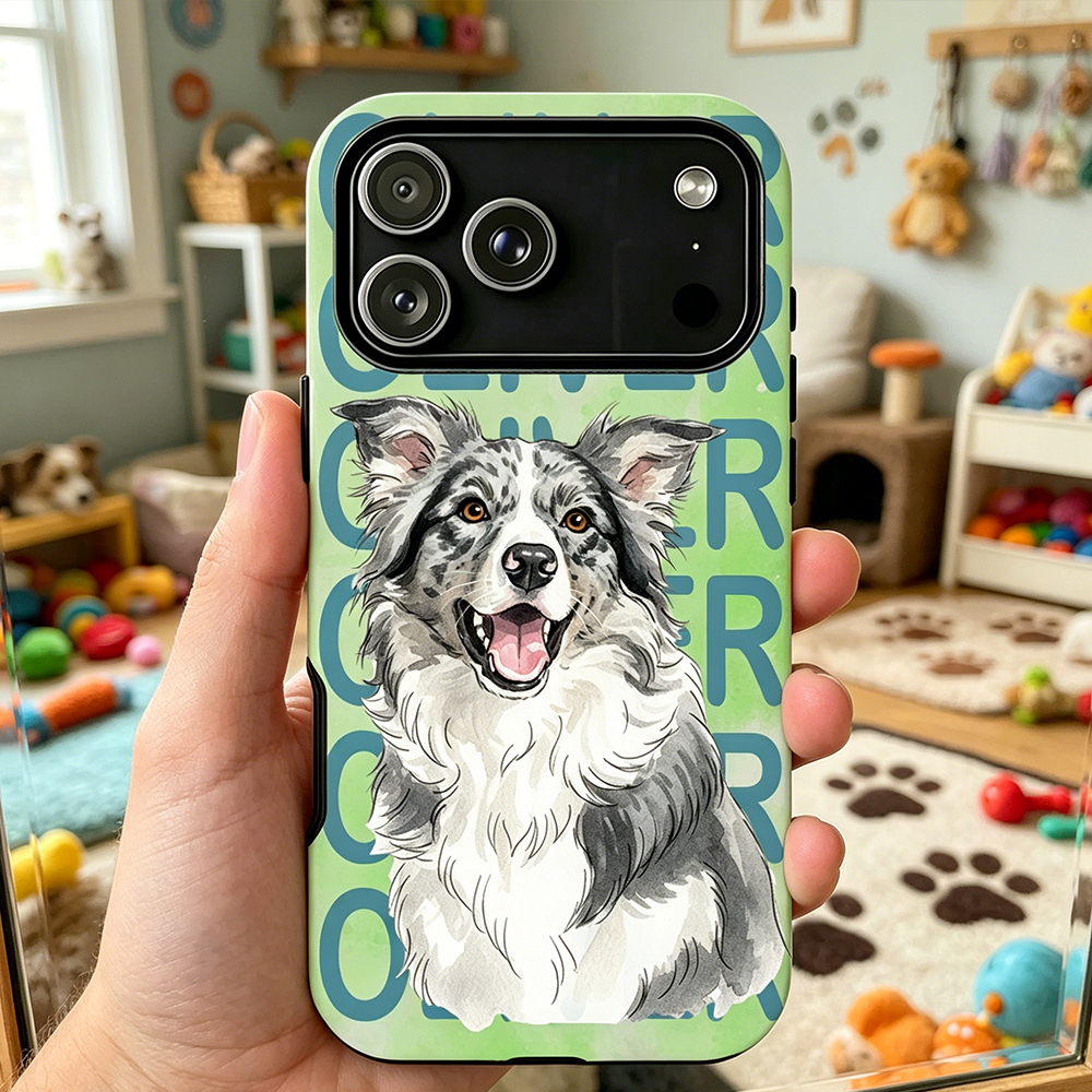 Personalized Pet Phone Case Custom Pet Portrait & Name Watercolor Style Gift for Pet Owner