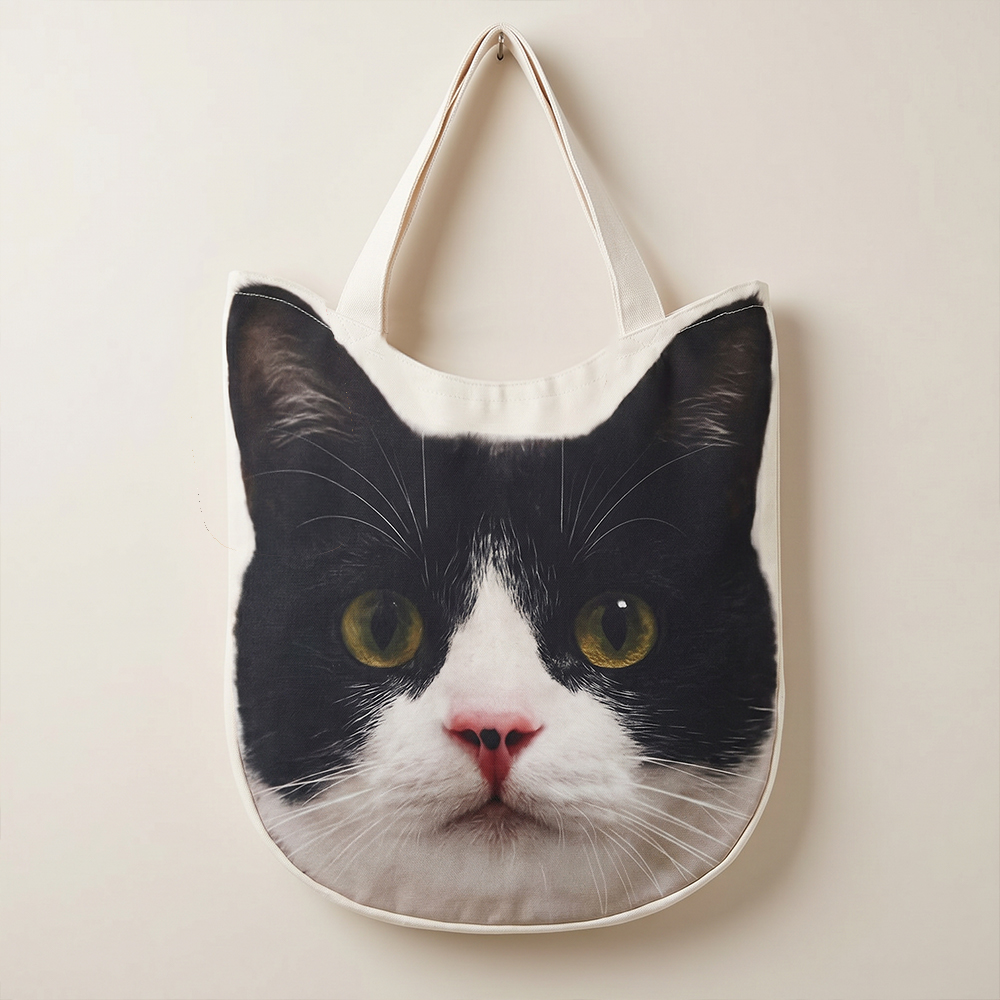 Personalized Pet Tote Bag Pet Head Shaped Canvas Bag Custom Photo Gift for Pet Lovers