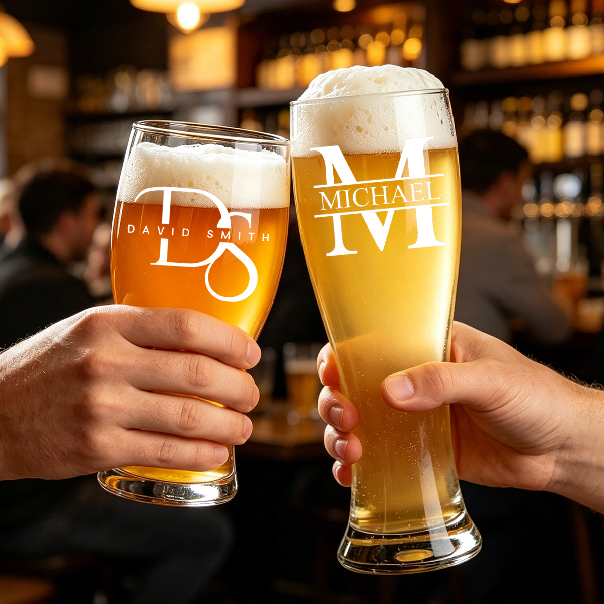 Personalized Beer Glass 19oz and 24oz Custom Name Gift for Him