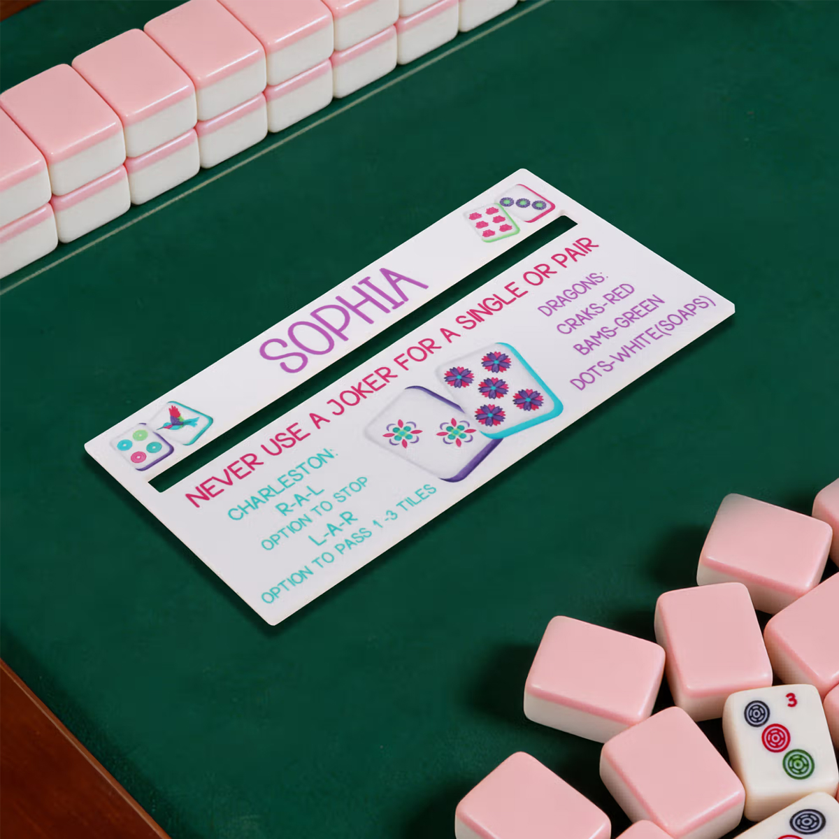 Personalized Colorful Pattern Mahjong Line Reader with Name Mahjong Accessory Birthday Mahjong Parlor Gift for Mahjong Lovers
