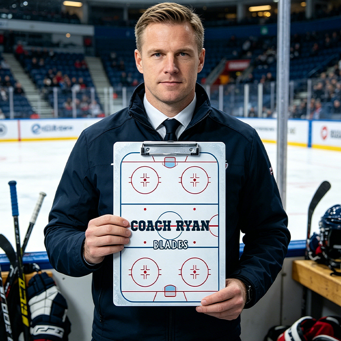 Personalized Ice Hockey Field Acrylic Clipboard with Custom Name and Team Name for Coach Trainer Teacher