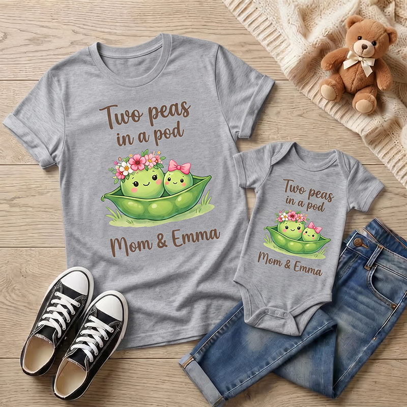 Personalized Two Peas in A Pod Shirt Mommy and Me Funny Shirt Mom Baby Matching Shirts New Mom Gift