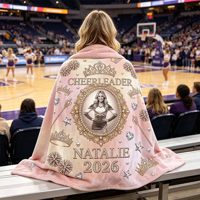 Personalized Cheerleading Flannel Blanket Princess Style Custom with Name and Photo 2026 Commemorative Fleece Blanket