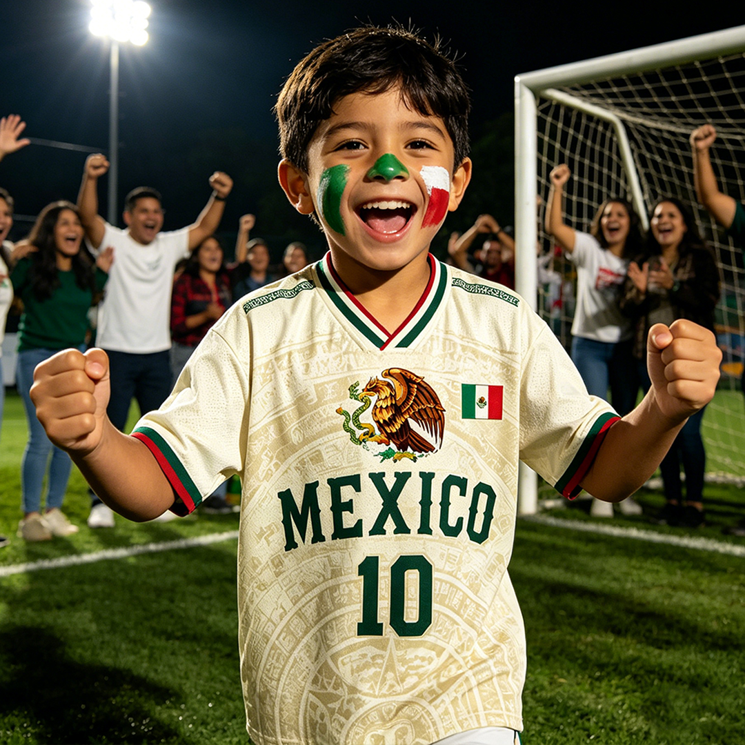 Personalized MX 26 Soccer Kid Mesh Jersey Heritage Cream Mexico Pride Jersey for Fans