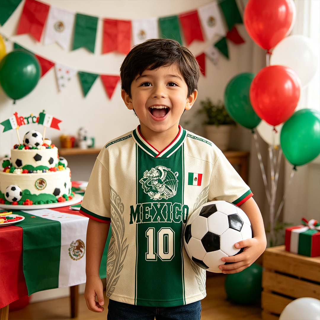 Personalized MX 26 Soccer Kids Mesh Jersey Classic Green Pride for Mexico Fans