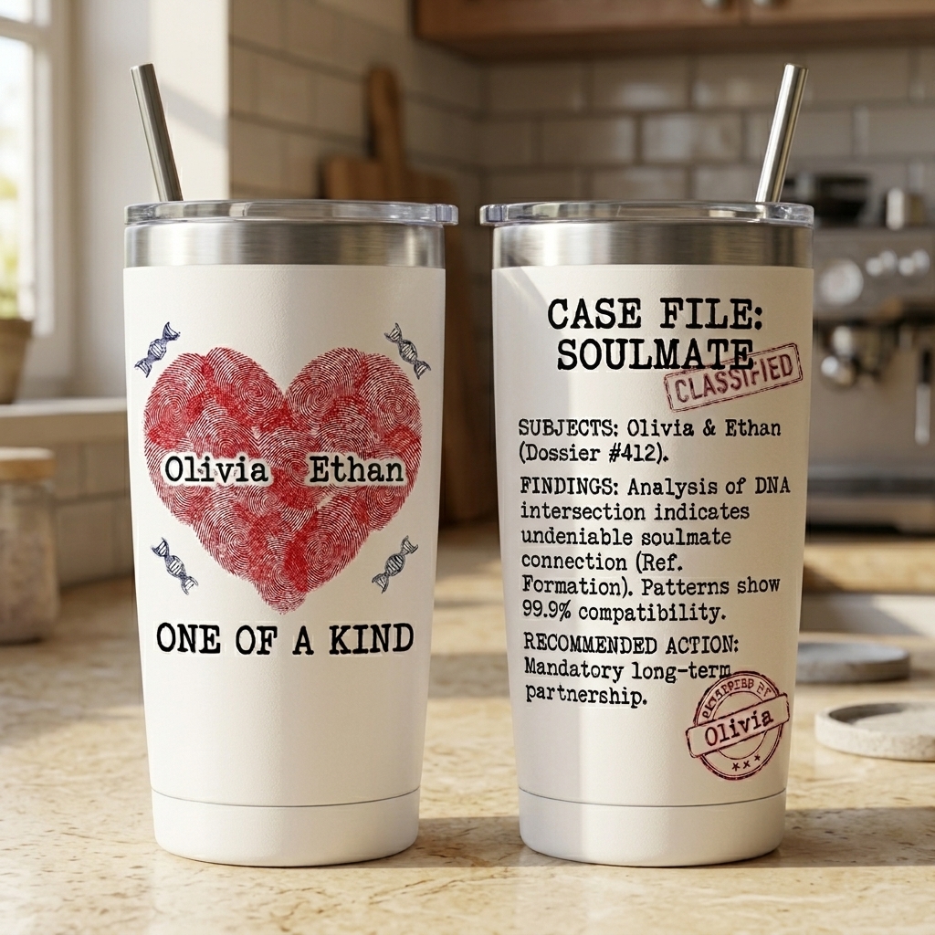 Personalized Fingerprint Love Tumbler for Husband and Wife Anniversary Gift for Him Couple Name Tumbler 20OZ Stainless Steel Tumbler