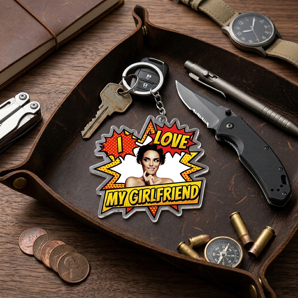 Personalized I Love My Girlfriend Keychain Photo Acrylic Keychain Anniversary Valentine's Gift Keychain for Him