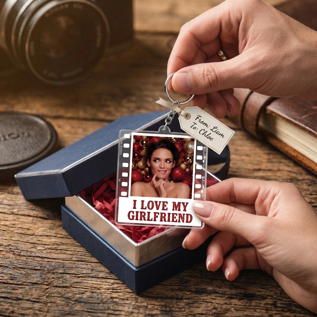 Personalized I Love My Girlfriend Keychain Film Style Photo Acrylic Keychain Anniversary Valentine's Gift Keychain for Him