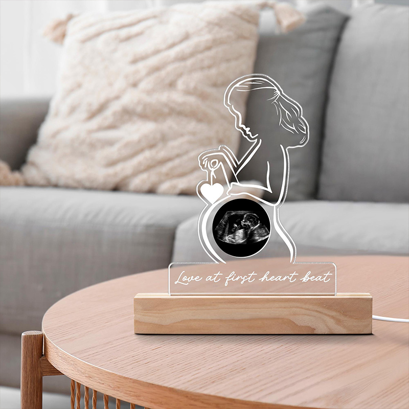 Personalized Ultrasound Photo Night Light Custom Pregnancy Keepsake Gift for Expecting Parents Baby Shower Gift for New Mom