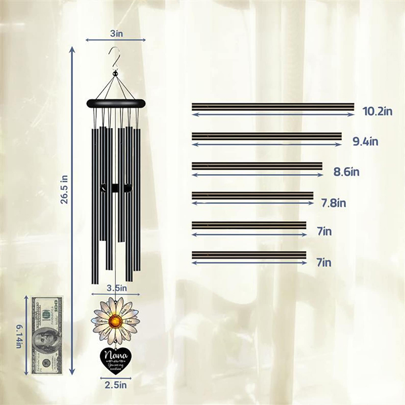 Personalized Nana Daisy Wind Chime You are My Sunshine Custom Grandkids Names Mom Grandma Family Gift