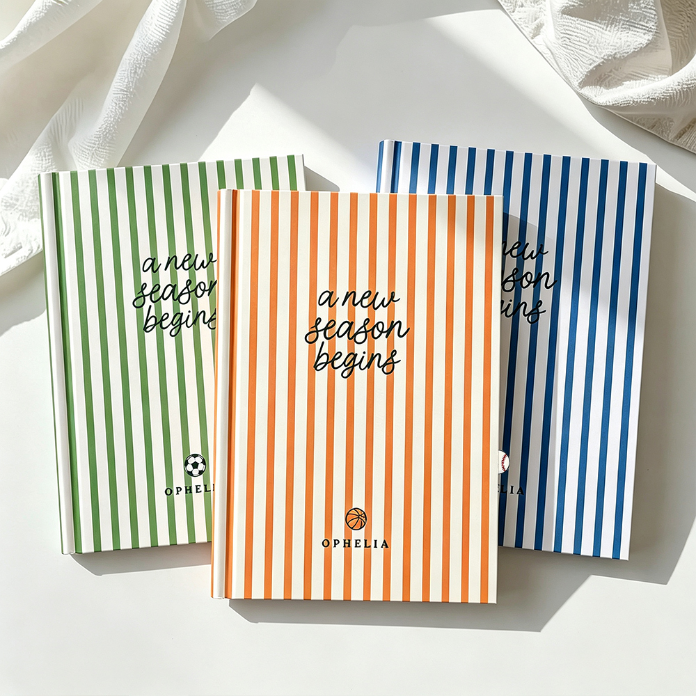 Personalized Sports Notebook Stripe Notebook A New Season Begins Custom Name Back to School Gift for Kids