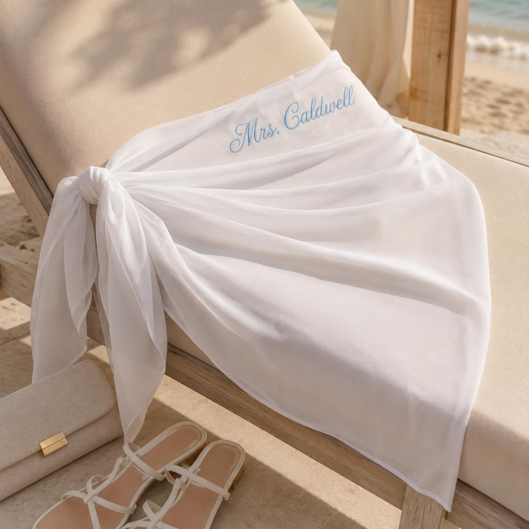 Personalized Beach Skirt Cover Up Sarong Custom Embroidered Beach Wrap for Her